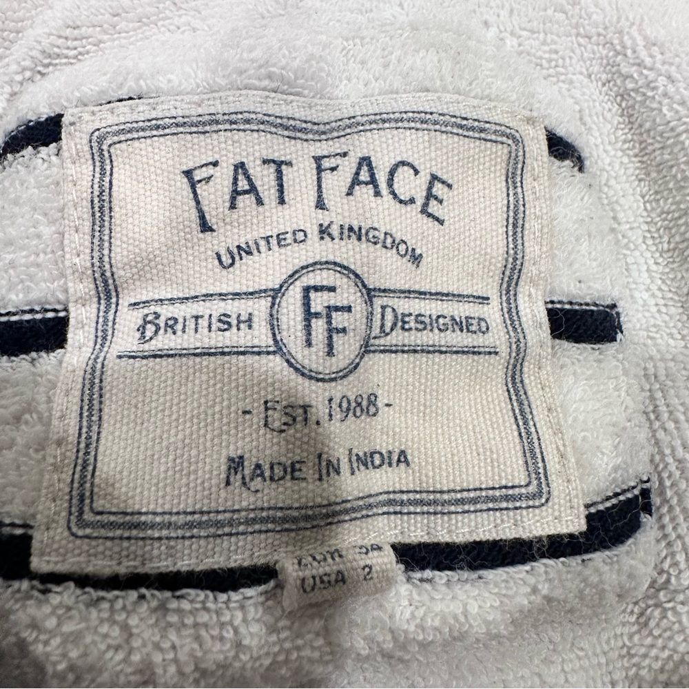 Fat Face Terry Cloth White with Navy Stripes Hoodie Oversized Size 2 - Picture 2 of 10